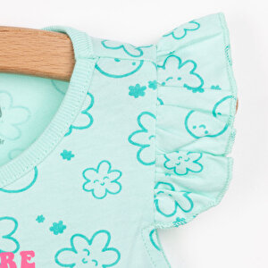 Basic Kız Çiçek ve Gülen Yüz Desenli Atlet T-shirt Kız Bebek Basic Kız Çiçek ve Gülen Yüz Desenli Atlet T-shirt Kız Bebek