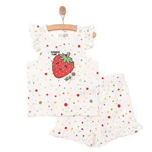 HelloBaby Basic Kız Çilek Ba, Ekru, 6 Ay