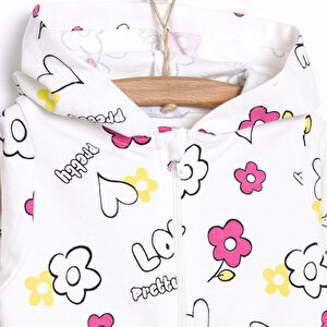 Basic Kız Desenli Kapüşonlu Hırka Kız Bebek Basic Kız Desenli Kapüşonlu Hırka Kız Bebek