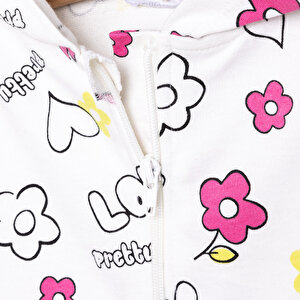 Basic Kız Desenli Kapüşonlu Hırka Kız Bebek Basic Kız Desenli Kapüşonlu Hırka Kız Bebek