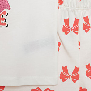 Basic Kız Fiyonk Baskılı Atlet-Şort Kız Bebek