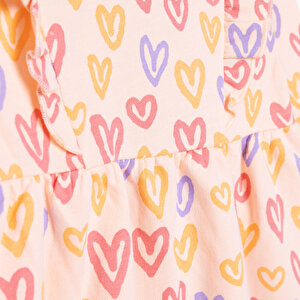 Basic Kız Kalp Desenli Fırfırlı Elbise Kız Bebek Basic Kız Kalp Desenli Fırfırlı Elbise Kız Bebek