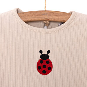 Kız Bebek Bluz Tayt Set Kaşkorse Düğmeli Bisiklet Yaka Uzun Kol