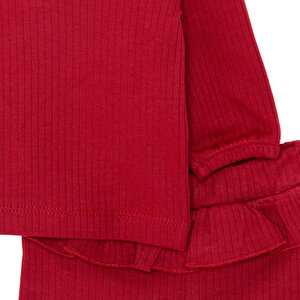 Kız Bebek Bluz Tayt Set Kaşkorse Düğmeli Bisiklet Yaka Uzun Kol