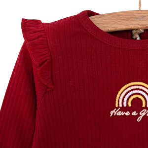 Kız Bebek Bluz Tayt Set Kaşkorse Düğmeli Bisiklet Yaka Uzun Kol