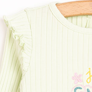 Kız Bebek Bluz Tayt Set Kaşkorse Düğmeli Bisiklet Yaka Uzun Kol