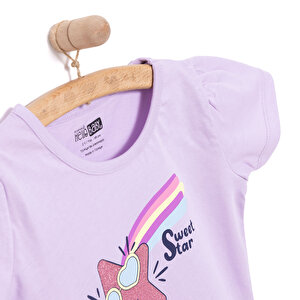Basic Kız Kayan Yıldız Baskılı T-Shirt Kız Bebek