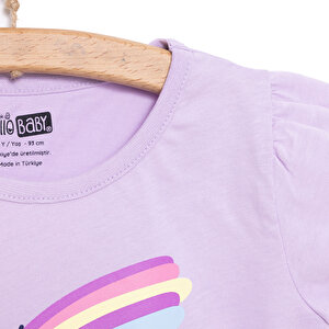 Basic Kız Kayan Yıldız Baskılı T-Shirt Kız Bebek