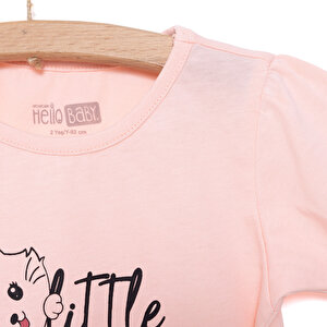 Basic Kız Kedi Baskılı Tshirt-Şort Kız Bebek