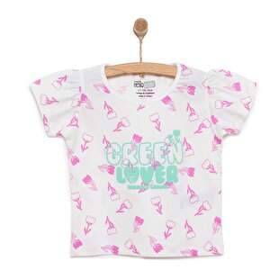 Basic Kız Lale Desenli T-Shirt Kız Bebek Basic Kız Lale Desenli T-Shirt Kız Bebek