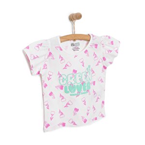 Basic Kız Lale Desenli T-Shirt Kız Bebek Basic Kız Lale Desenli T-Shirt Kız Bebek