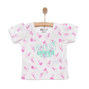 Basic Kız Lale Desenli T-Shirt Kız Bebek Basic Kız Lale Desenli T-Shirt Kız Bebek