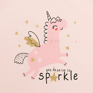 Basic Kız Melek Unicorn Baskılı Atlet T-shirt Kız Bebek