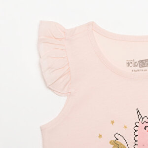Basic Kız Melek Unicorn Baskılı Atlet T-shirt Kız Bebek