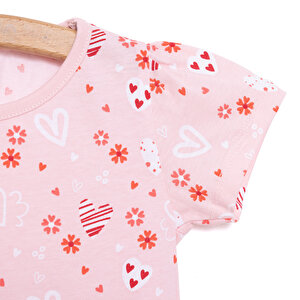 Basic Kız Meyve Yiyen Kedi Desenli T-Shirt Kız Bebek