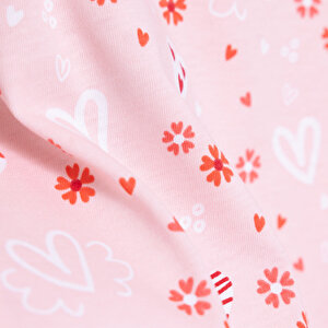 Basic Kız Meyve Yiyen Kedi Desenli T-Shirt Kız Bebek