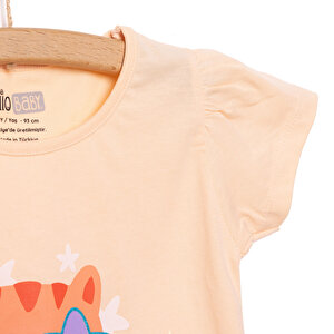 Basic Kız Star Kedi Baskılı T-Shirt Kız Bebek Basic Kız Star Kedi Baskılı T-Shirt Kız Bebek