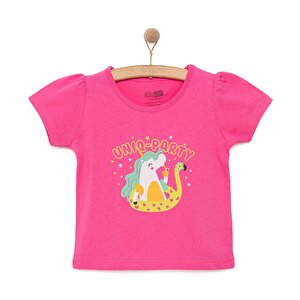 Basic Kız Unicorn Parti Baskılı T-Shirt Kız Bebek