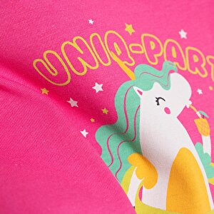 Basic Kız Unicorn Parti Baskılı T-Shirt Kız Bebek