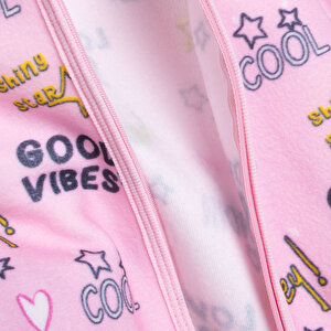 Kız Bebek Polar Hırka Metraj Baskılı Fermuarlı Hakim Yaka Uzun Kol