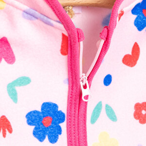 Basic Metraj Baskılı Polar Hırka Kız Bebek