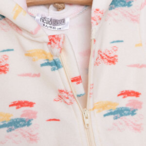 Basic Metraj Baskılı Polar Patiksiz Tulum Kız Bebek