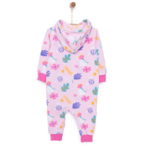 Basic Metraj Baskılı Polar Patiksiz Tulum Kız Bebek