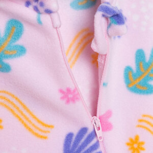 Basic Metraj Baskılı Polar Patiksiz Tulum Kız Bebek