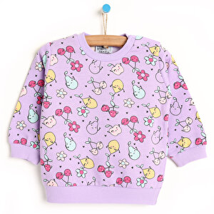 Basic Meyve Desenli Sweatshirt Kız Bebek