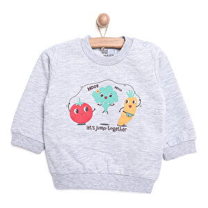 Basic Sebze Desenli Sweatshirt Kız Bebek