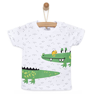 Basic Timsah Baskılı Tshirt Erkek Bebek