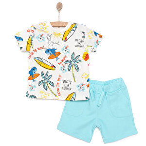 HelloBaby Basic Tshirt-Şort, Bej, 6 Ay