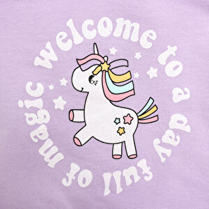 Basic Unicorn Desenli Sweatshirt Kız Bebek