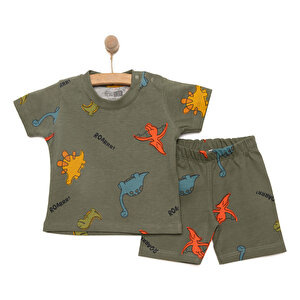 HelloBaby Baskılı 2 ip, Koyu Yeşil, 3 Ay