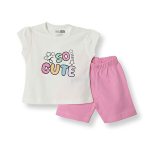 Baskılı 2 ip Yenidoğan Kız Tshirt-Şort Kız Bebek