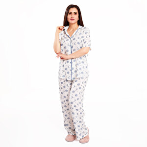 baby mom Baskılı Pijama Takımı, Ekru, S