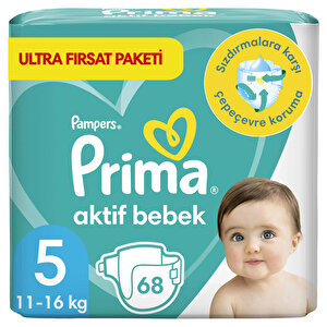 Bebek Bezi Aktif Bebek 5 Beden Junior Ultra Fırsat Paketi 11-16 kg 68 Adet