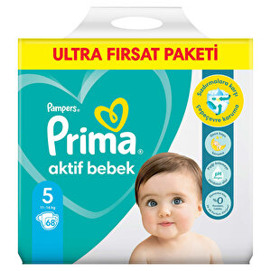 Bebek Bezi Aktif Bebek 5 Beden Junior Ultra Fırsat Paketi 11-16 kg 68 Adet