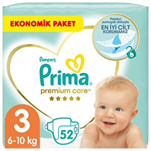 Bebek Bezi Premium Care 3 Beden Midi Ekonomik Paket 6-10 kg 52 Adet
