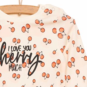 Kız Bebek Pijama Takım İnterlok Vişne Desen Çıtçıtlı Bisiklet Yaka Uzun Kol Pembe Kız Bebek Pijama Takım İnterlok Vişne Desen Çıtçıtlı Bisiklet Yaka Uzun Kol Pembe