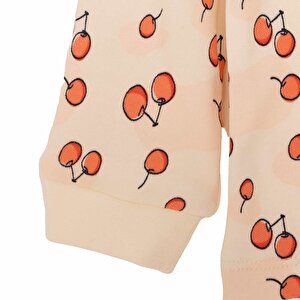 Kız Bebek Pijama Takım İnterlok Vişne Desen Çıtçıtlı Bisiklet Yaka Uzun Kol Pembe Kız Bebek Pijama Takım İnterlok Vişne Desen Çıtçıtlı Bisiklet Yaka Uzun Kol Pembe