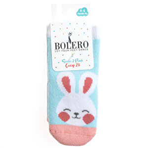 Bolero Tavşan Desenli 2li Havlu Çorap Kız Bebek