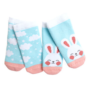 Bolero Tavşan Desenli 2li Havlu Çorap Kız Bebek