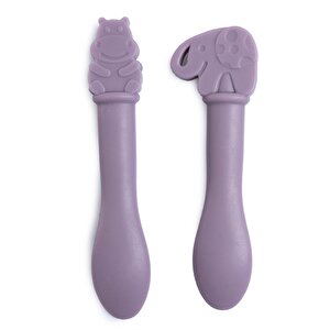 BudDy Silikon Kaşık 2'li Lila Hipopotam ve Fil