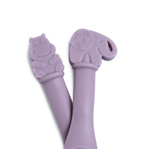 BudDy Silikon Kaşık 2'li Lila Hipopotam ve Fil