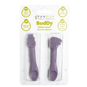 BudDy Silikon Kaşık 2'li Lila Hipopotam ve Fil