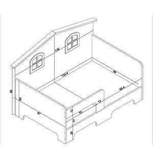 Montessori Arkası Çatılı Karyola 80x130 cm Beyaz