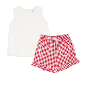 HelloBaby Cherry Bluz-Şo, Ekru, 6 - 9 Ay