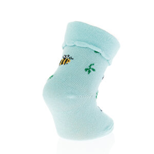 Çiçek Arı Desenli 3D 0-3 Ay ` Kıvrık Çorap 3lü Kıvrık Çorap Kız Bebek