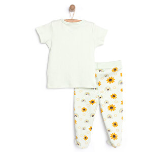 Çiçek Baskılı Yenidoğan  Kız Tshirt-Patikli Alt Kız Bebek